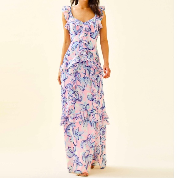 Lilly Pulitzer Dresses & Skirts - Lilly Pulitzer  maxi pink blue floral dress